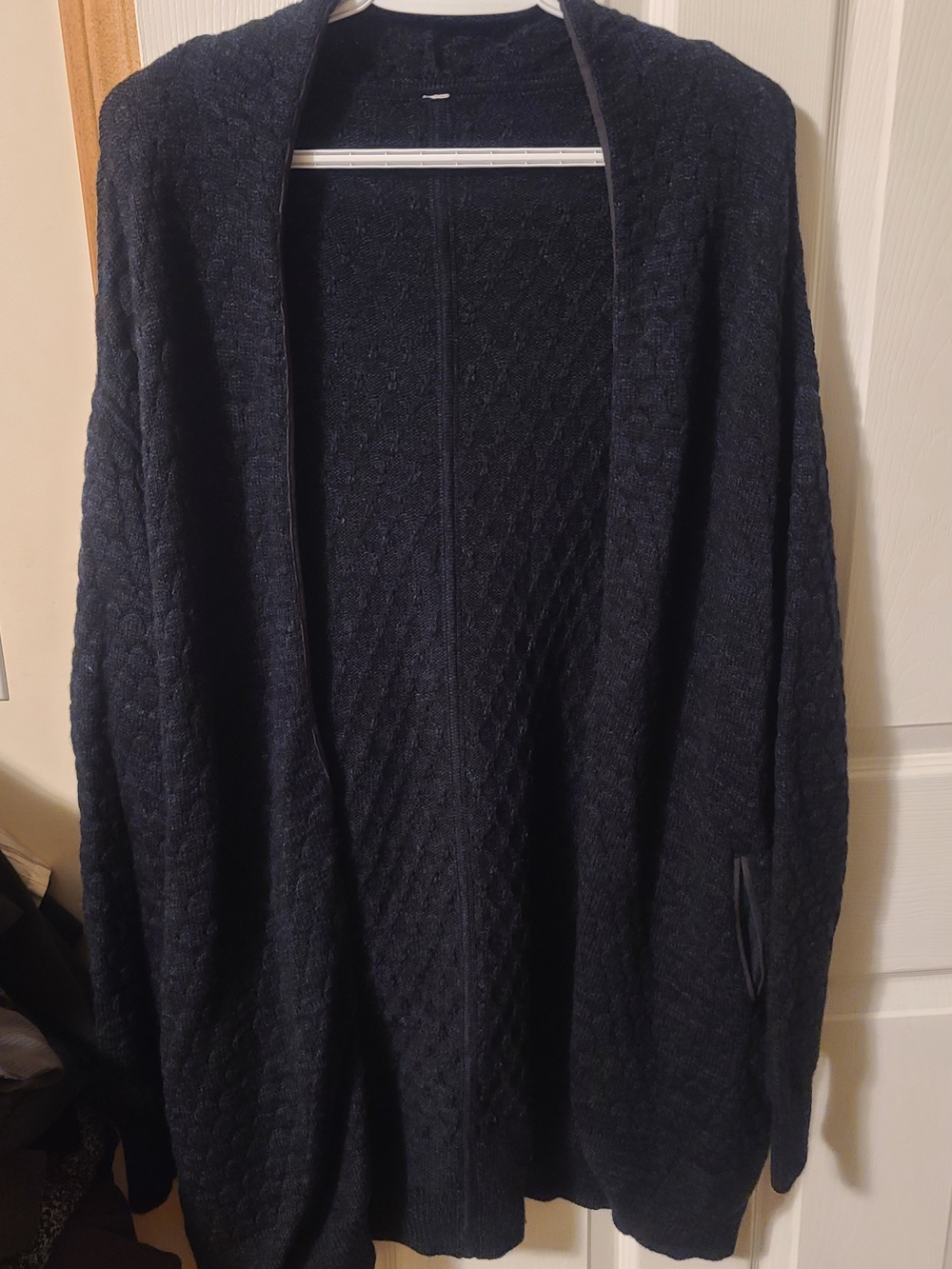 lululemon athletica Navy Open-Front Cable Knit Cardigan